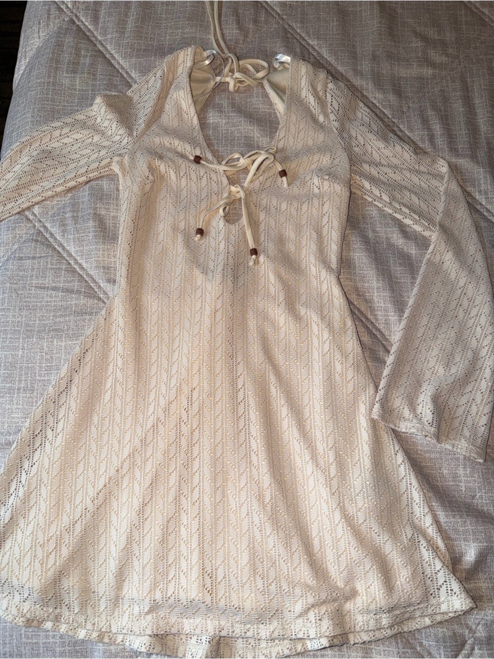 Lace-Up Crochet Dress